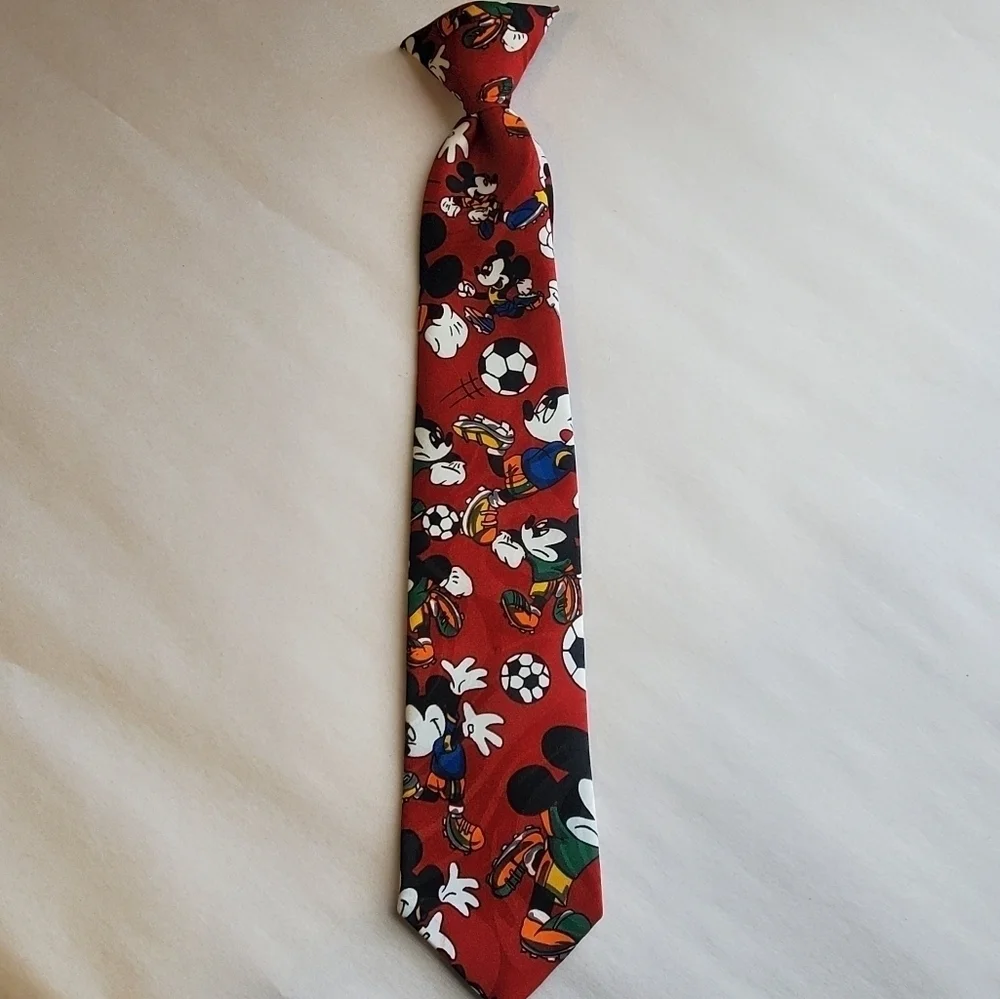 Vintage Disney clip On tie. Kids. Soccer theme. Micky mouse